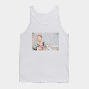 Urban print of a street musician playing accordion Tank Top